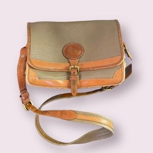 Dooney & Bourke Vintage Tan Pebbled Leather Saddle Bag All Weather Crossbody